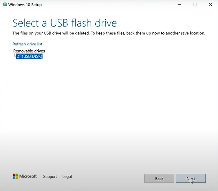 Select USB Drive